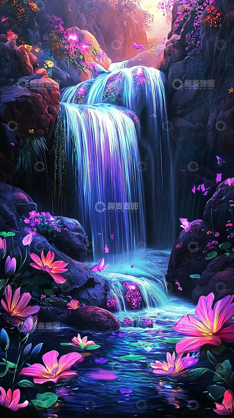 高清大图下载【趣麦麦图】梦幻瀑布