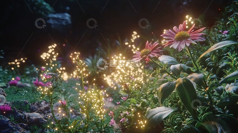 高清大图下载【趣麦麦图】黑暗中闪耀的花园