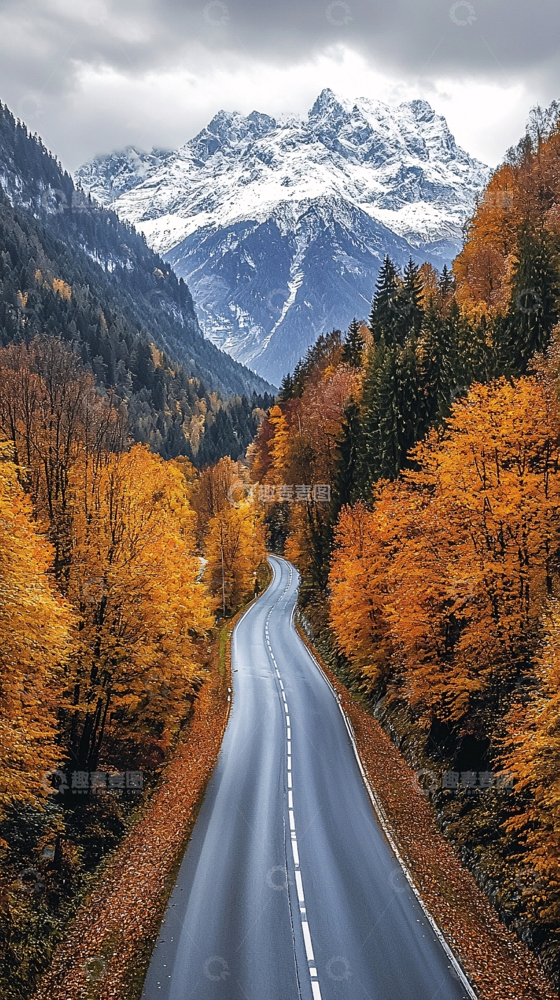 高清大图下载【趣麦麦图】秋日山间公路风景