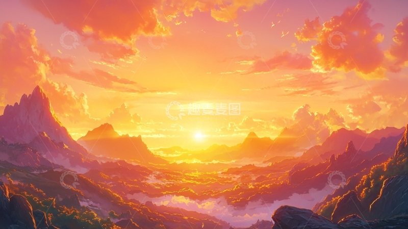 高清大图下载【趣麦麦图】日落山脉