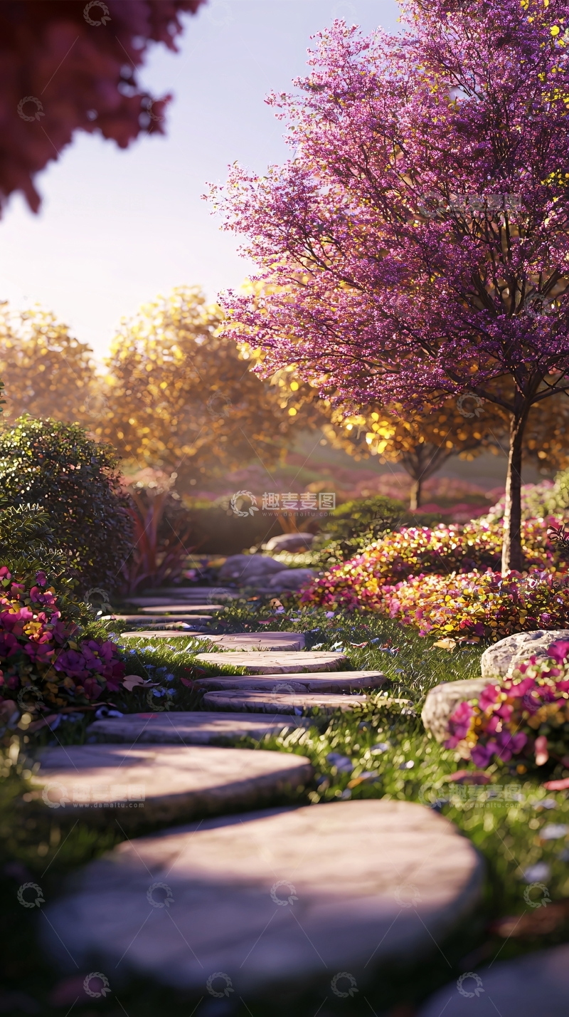 高清大图下载【趣麦麦图】秋日花园小径