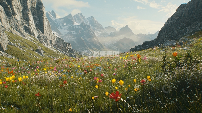 高清大图下载【趣麦麦图】高山花海