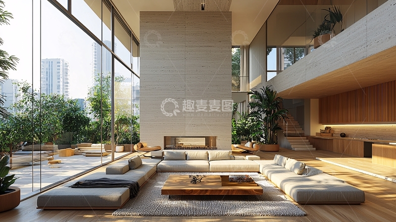 高清大图下载【趣麦麦图】现代简约风格大宅客厅