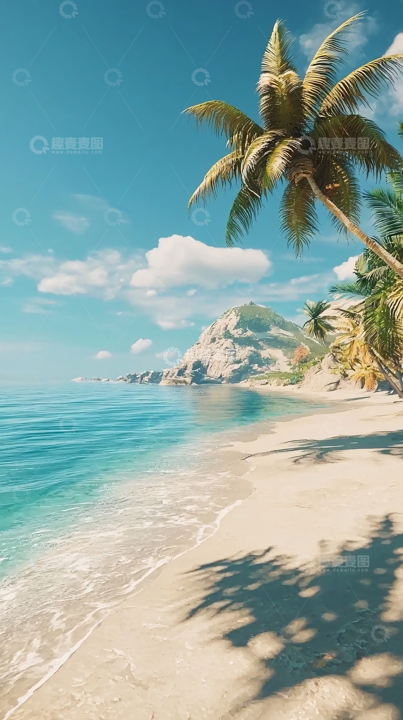 高清大图下载【趣麦麦图】热带海滩椰树风景