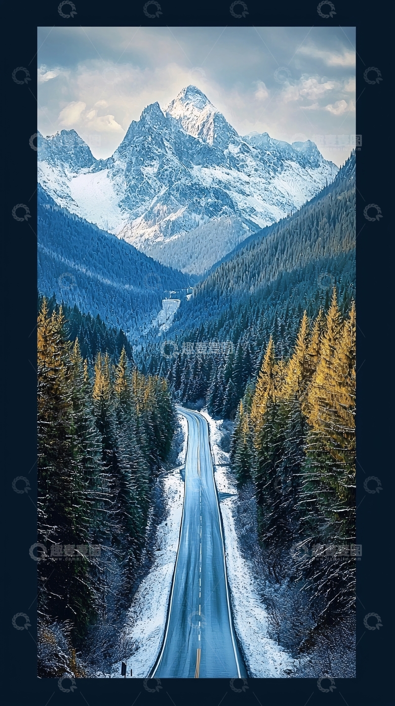 高清大图下载【趣麦麦图】雪山公路风景