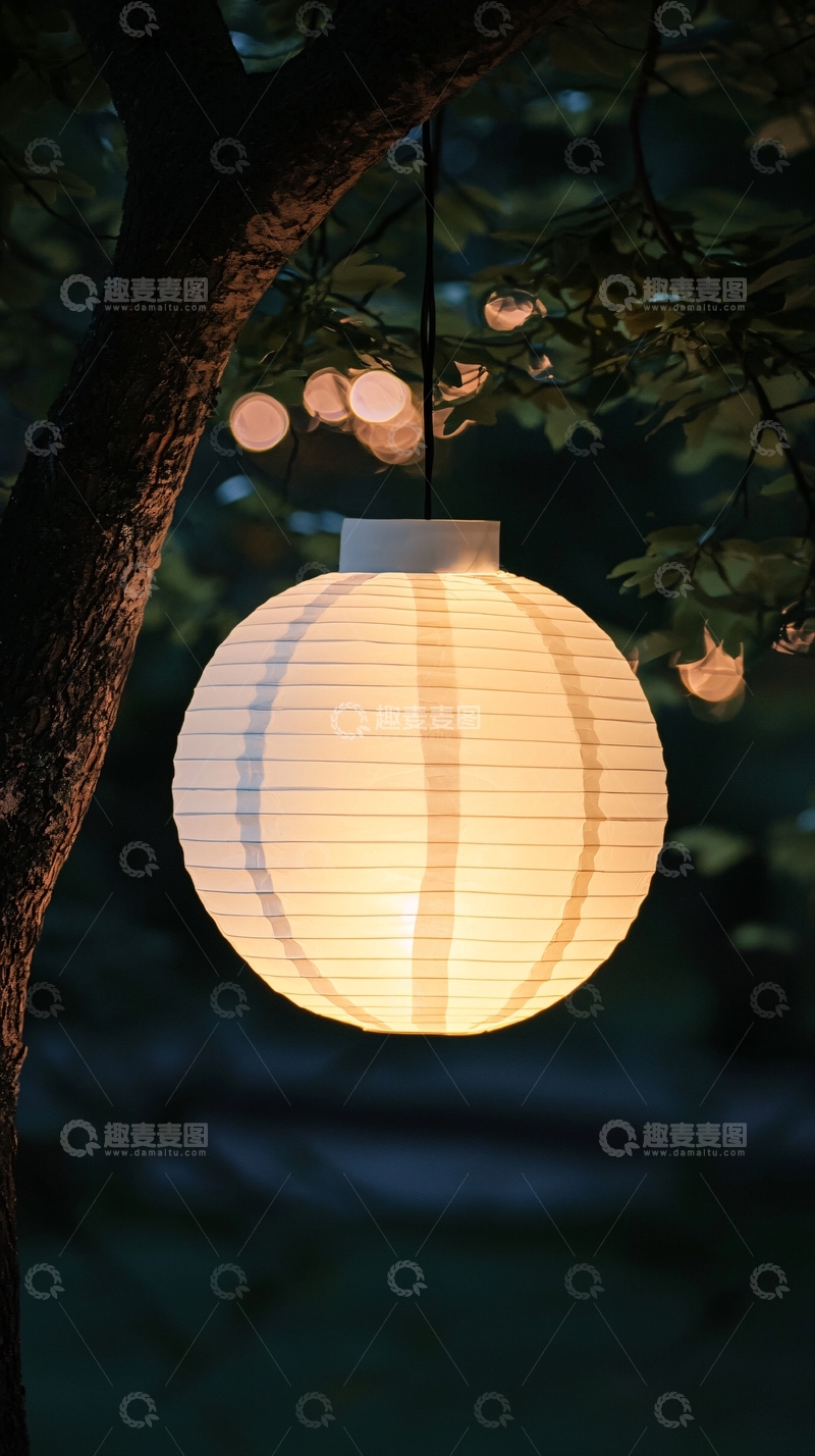 高清大图下载【趣麦麦图】户外树挂灯笼