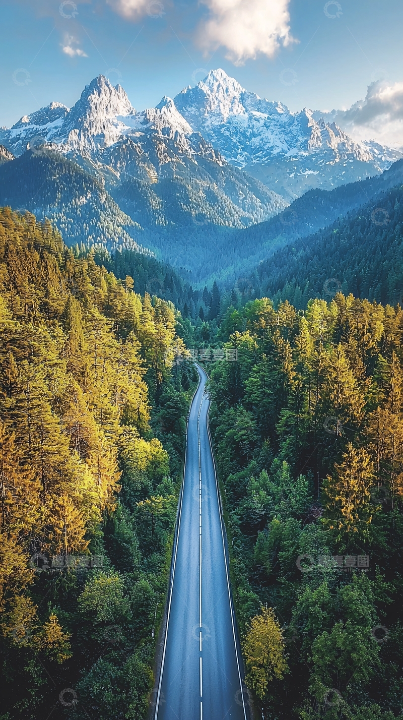 高清大图下载【趣麦麦图】通往雪山的路