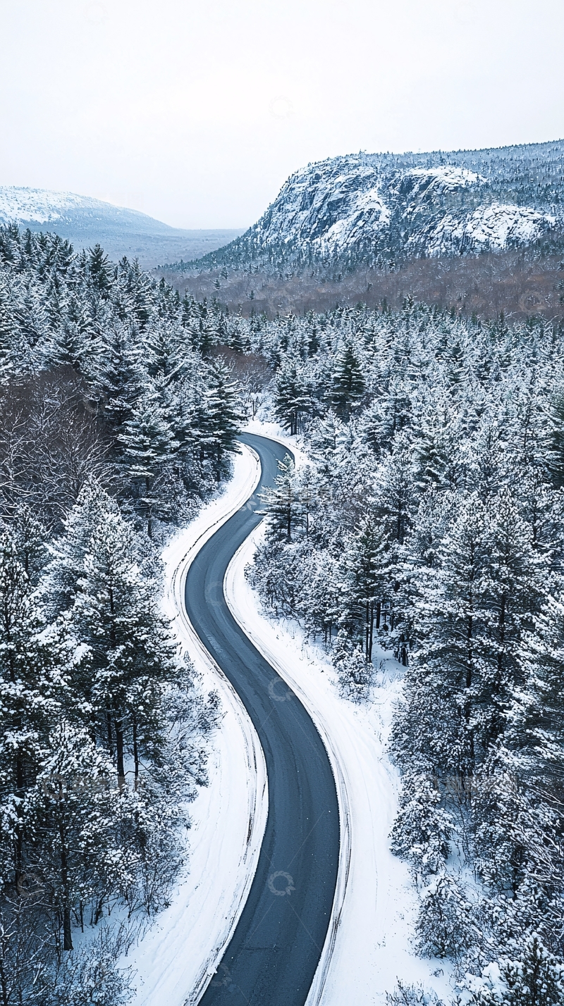 高清大图下载【趣麦麦图】雪地公路