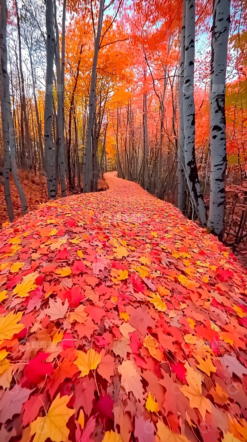 高清大图下载【趣麦麦图】秋日枫叶小路