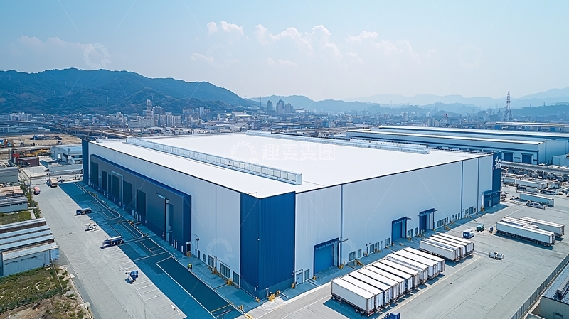 高清大图下载【趣麦麦图】大型蓝色白色厂房建筑