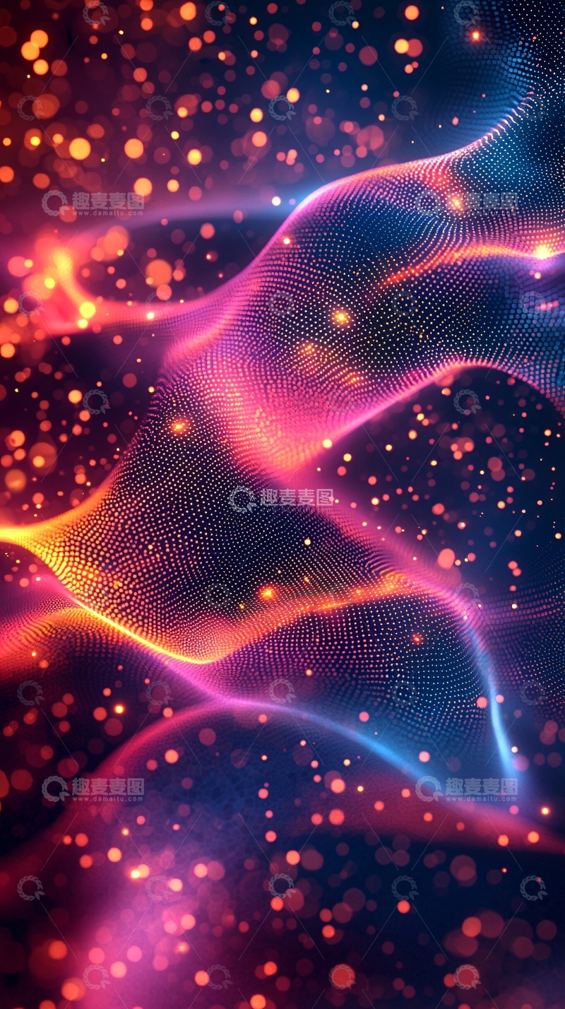 高清大图下载【趣麦麦图】炫彩光线波纹与星光点缀