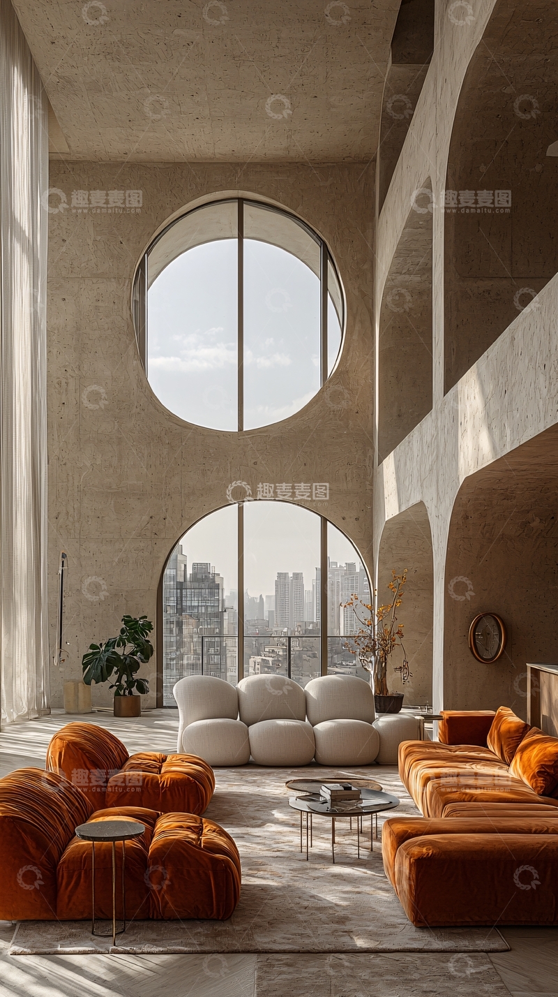 高清大图下载【趣麦麦图】现代简约高层公寓客厅