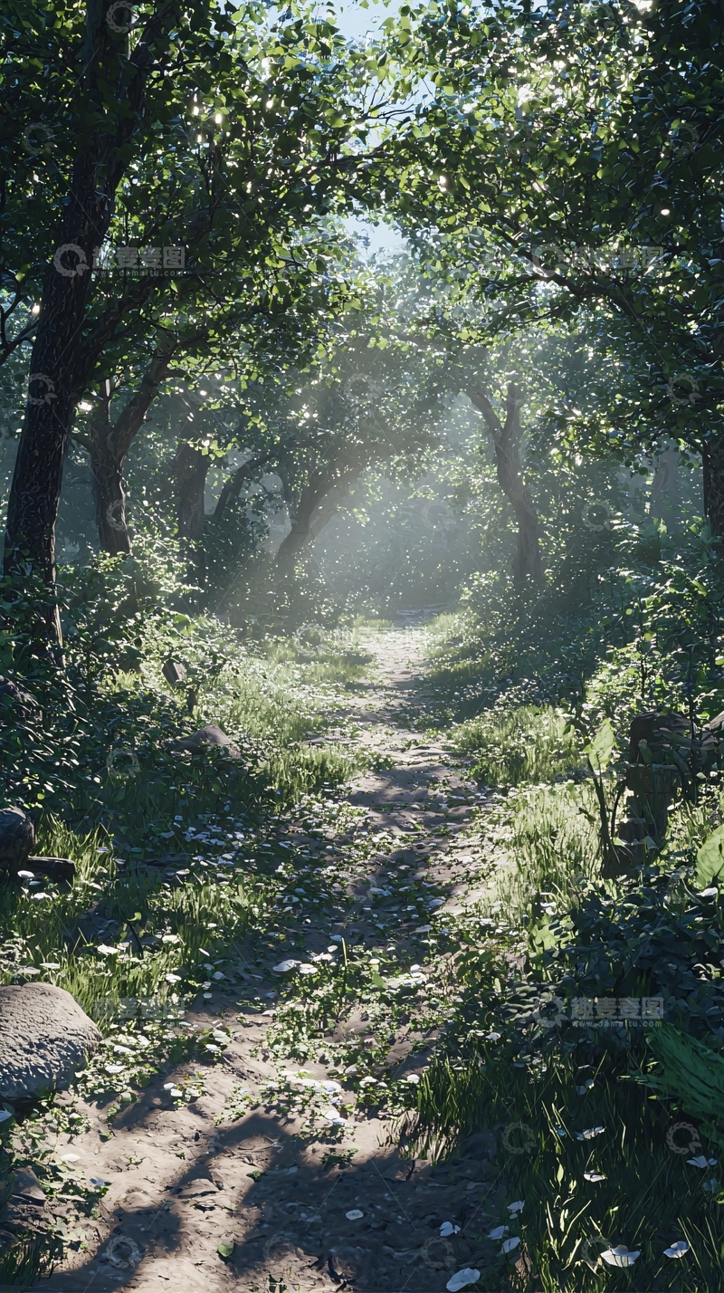 高清大图下载【趣麦麦图】阳光森林小路