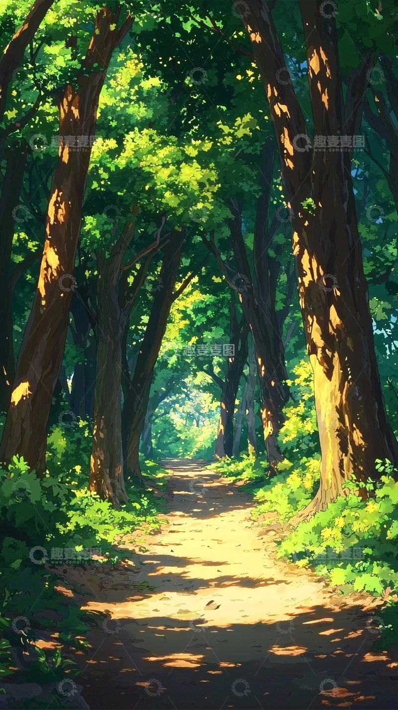 高清大图下载【趣麦麦图】阳光森林小路