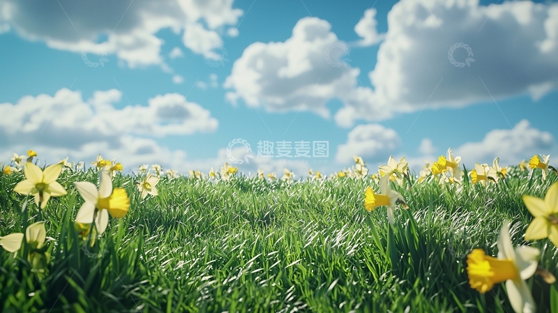 高清大图下载【趣麦麦图】阳光明媚的春天草地