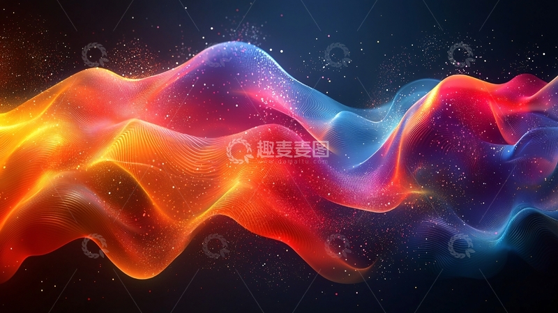 高清大图下载【趣麦麦图】绚丽多彩的能量波浪
