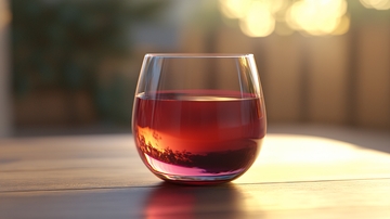 日落余晖下的红酒杯