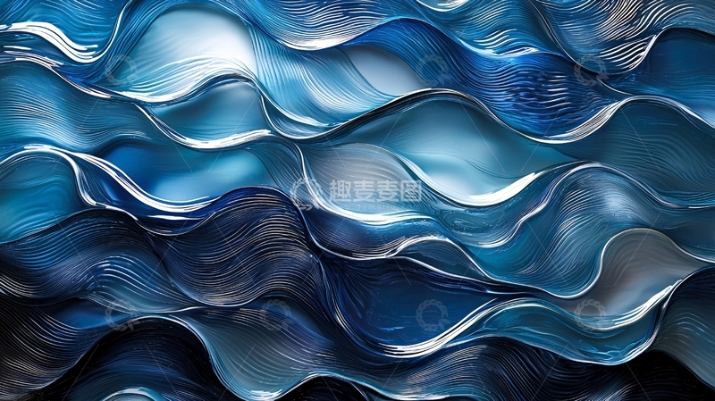高清大图下载【趣麦麦图】蓝色流动抽象艺术