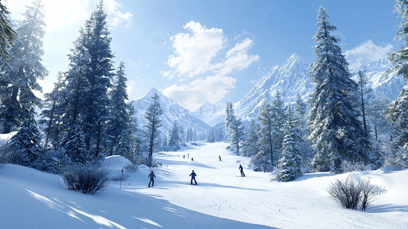 高清大图下载【趣麦麦图】雪山滑雪胜地