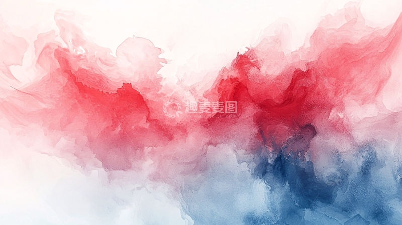 高清大图下载【趣麦麦图】红蓝水墨晕染
