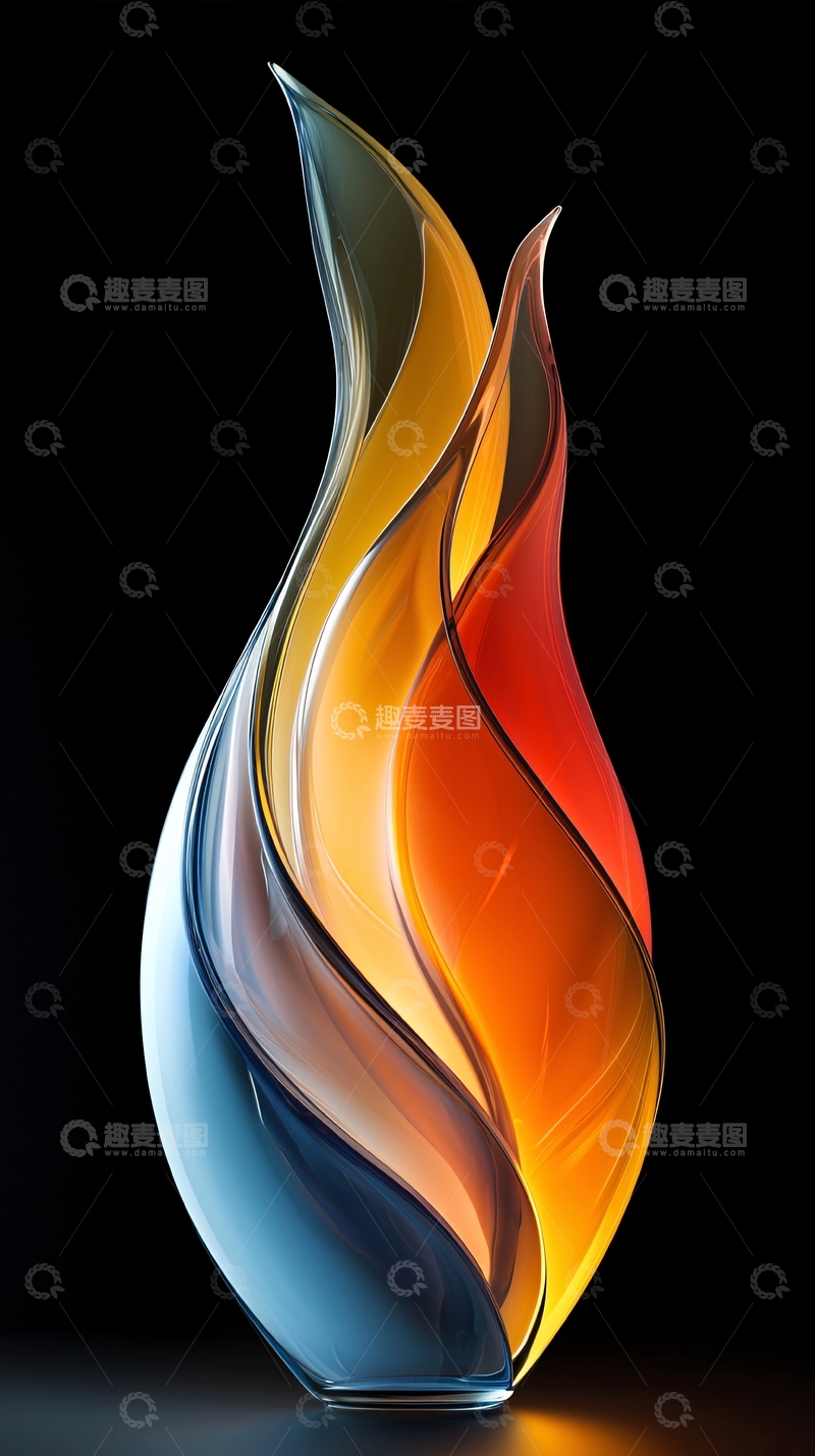 高清大图下载【趣麦麦图】彩色玻璃花瓶