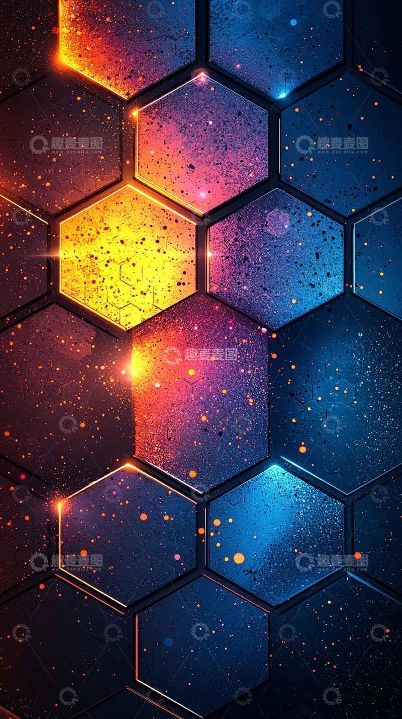 高清大图下载【趣麦麦图】六边形渐变色块