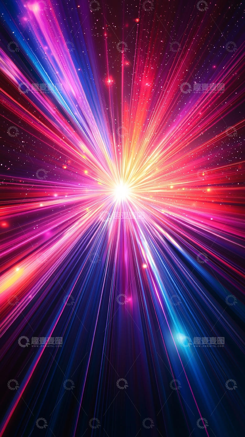 高清大图下载【趣麦麦图】绚丽色彩光线向中心汇聚