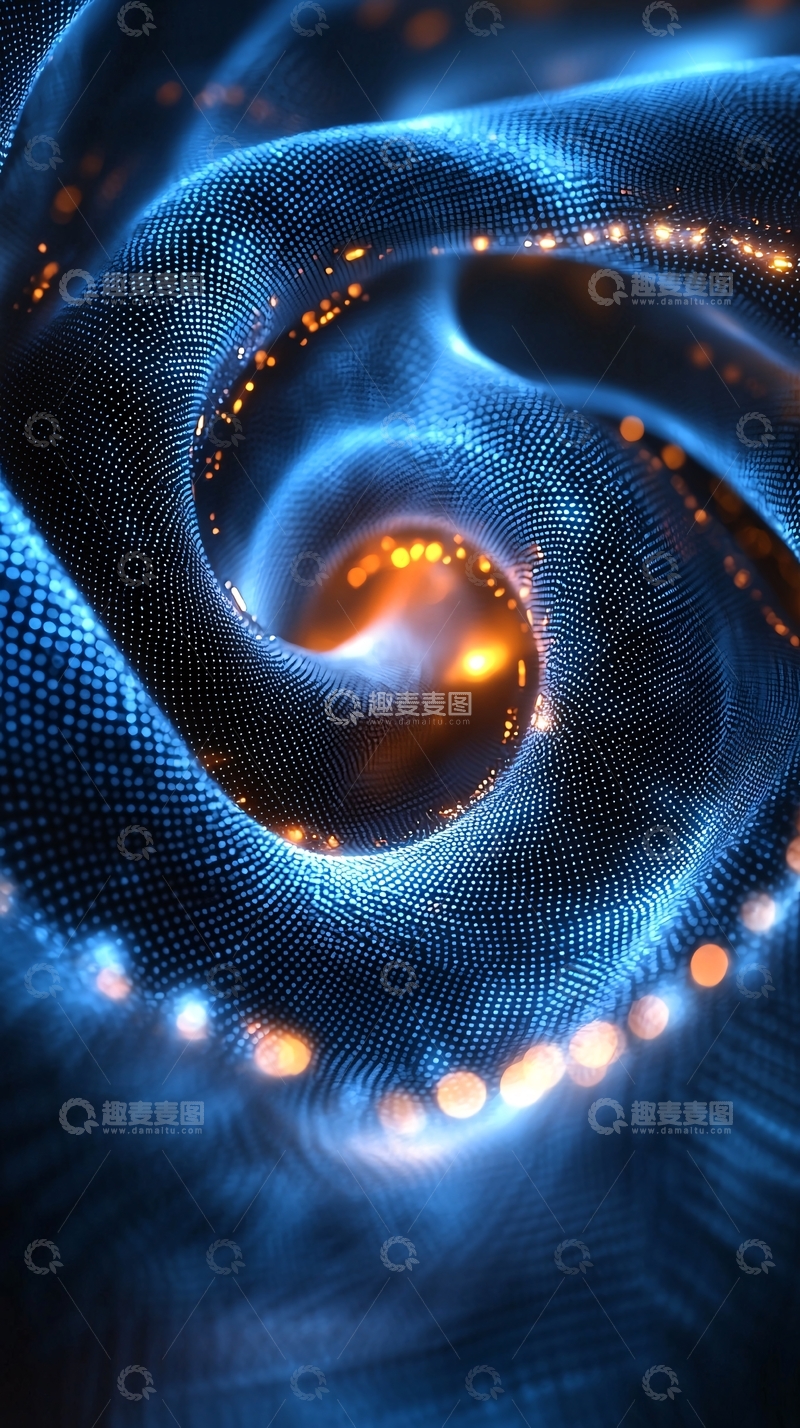 高清大图下载【趣麦麦图】蓝色光线环绕的漩涡