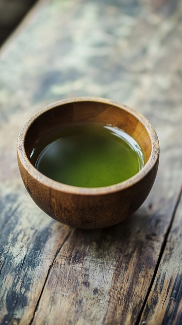 木碗里的一杯抹茶