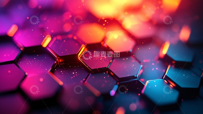 高清大图下载【趣麦麦图】彩色蜂窝状科技纹理