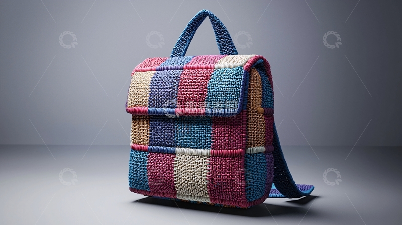 高清大图下载【趣麦麦图】条纹拼接羊毛背包