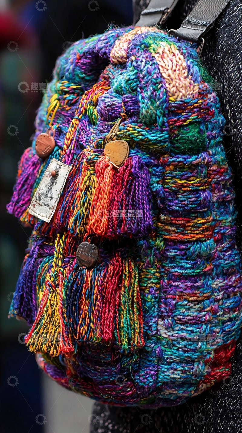 高清大图下载【趣麦麦图】彩色编织背包