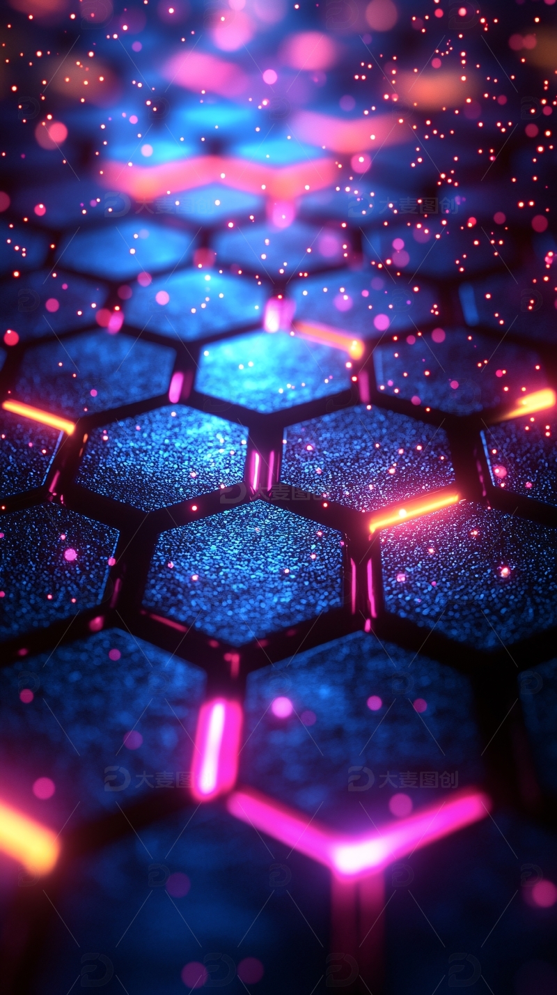 科技感六边形发光背景