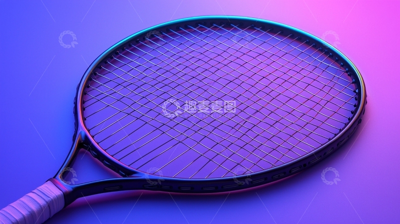 高清大图下载【趣麦麦图】紫色背景网球拍特写