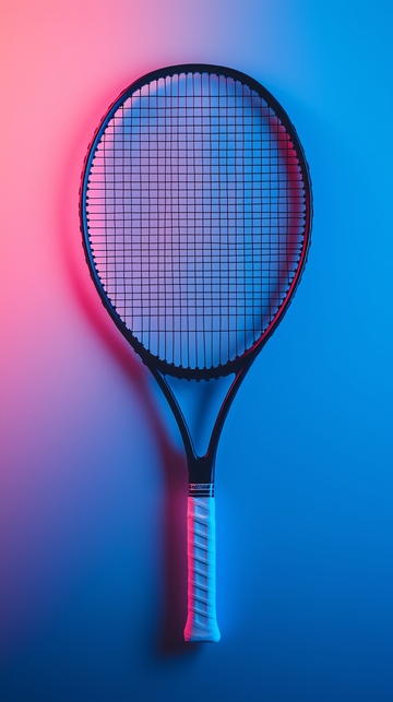 霓虹灯下的网球拍