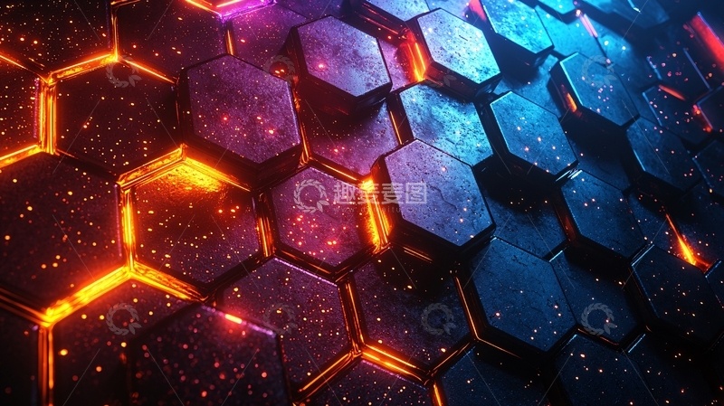 高清大图下载【趣麦麦图】蜂窝结构发光纹理