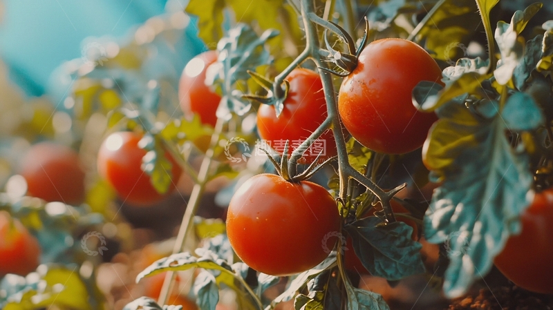 高清大图下载【趣麦麦图】成熟番茄枝头挂满果实
