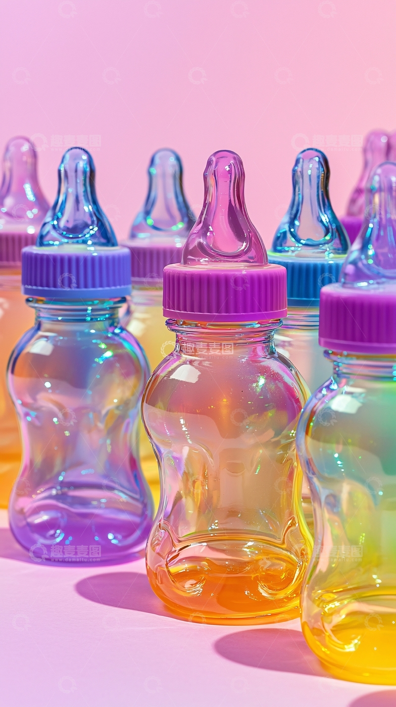 高清大图下载【趣麦麦图】彩虹色婴儿奶瓶