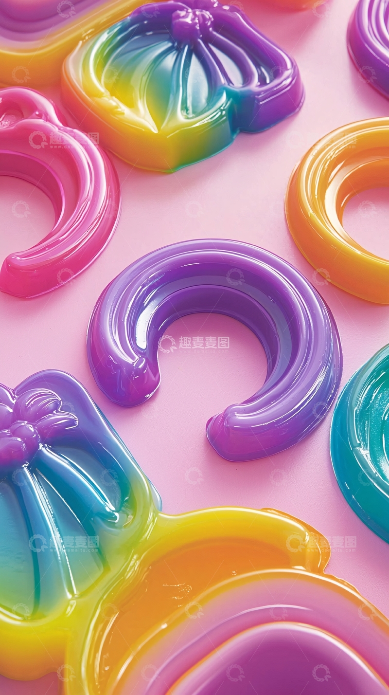 高清大图下载【趣麦麦图】彩虹色透明果冻