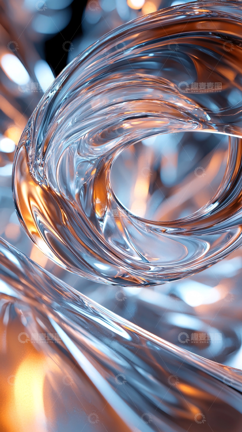 高清大图下载【趣麦麦图】光滑的蓝色橙色液体漩涡