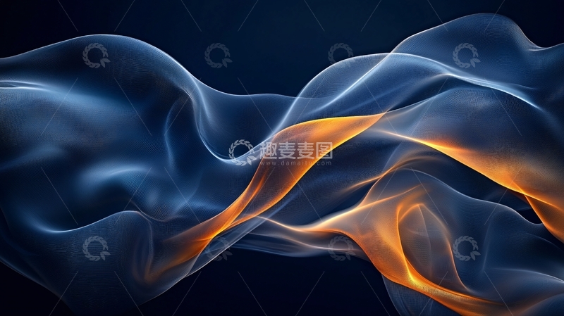 高清大图下载【趣麦麦图】蓝色和金色流动抽象背景