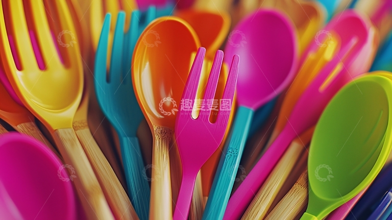 高清大图下载【趣麦麦图】彩色塑料餐具