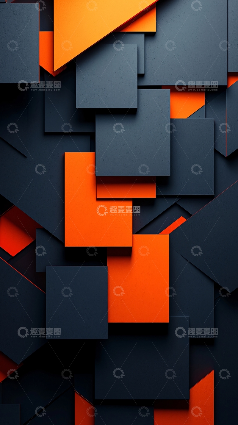 高清大图下载【趣麦麦图】橙色和深灰色叠加的方块