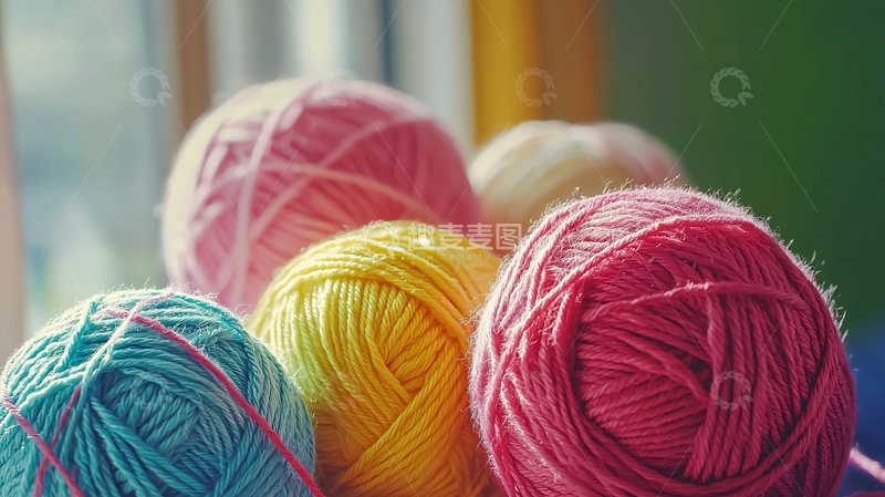 高清大图下载【趣麦麦图】彩色毛线球特写