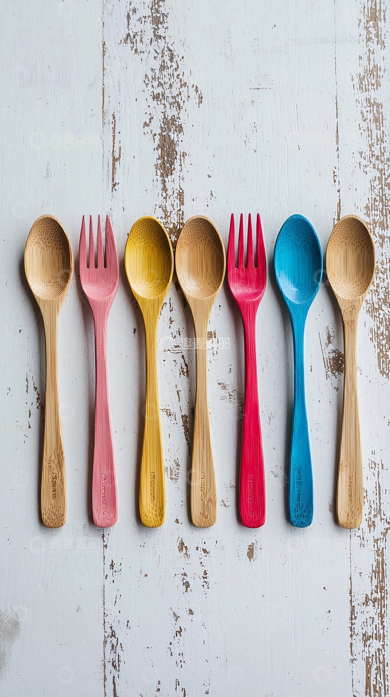 高清大图下载【趣麦麦图】彩色儿童餐具套装