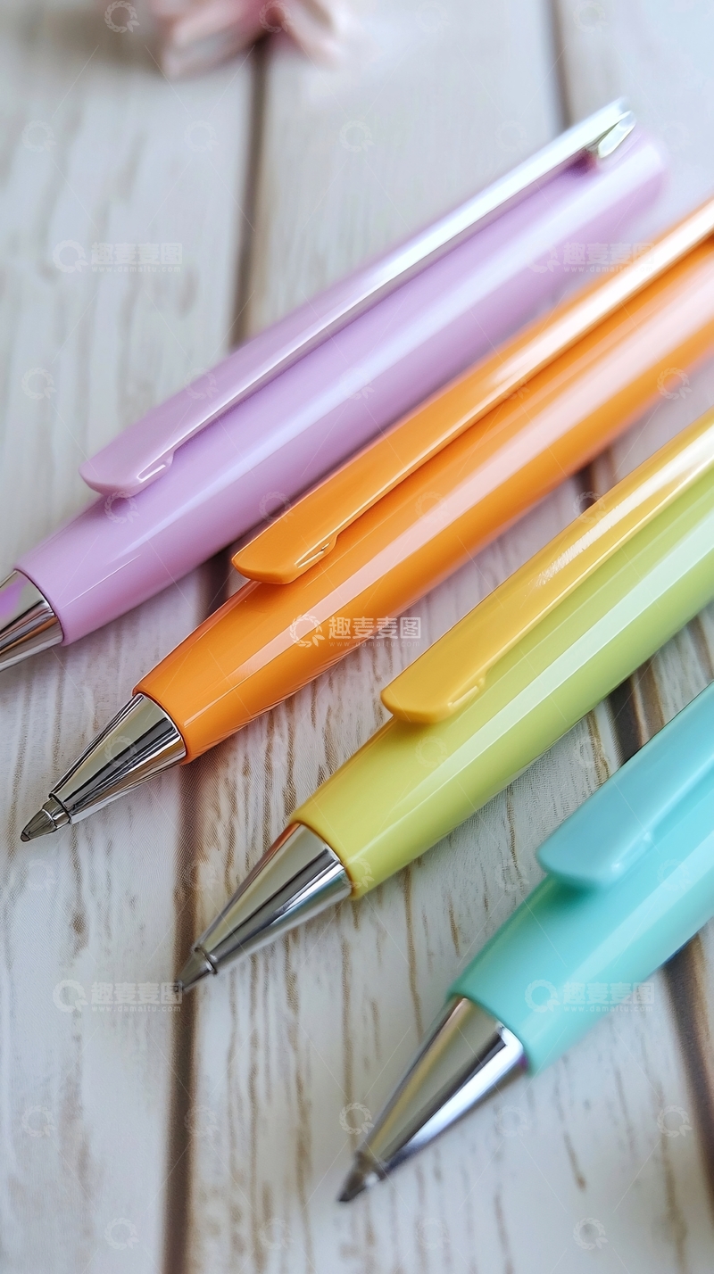 高清大图下载【趣麦麦图】四支彩色中性笔