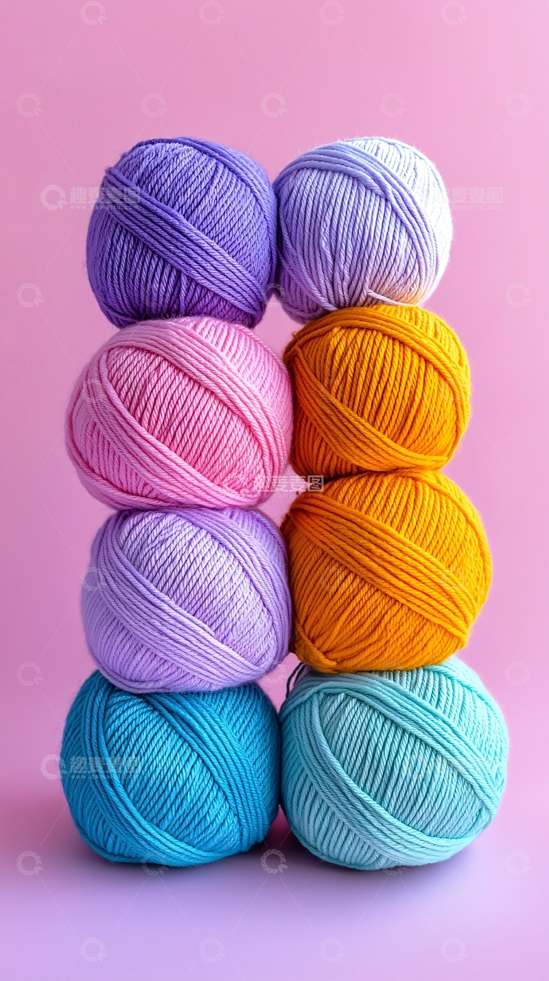 高清大图下载【趣麦麦图】彩色毛线堆叠