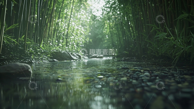 高清大图下载【趣麦麦图】竹林小溪