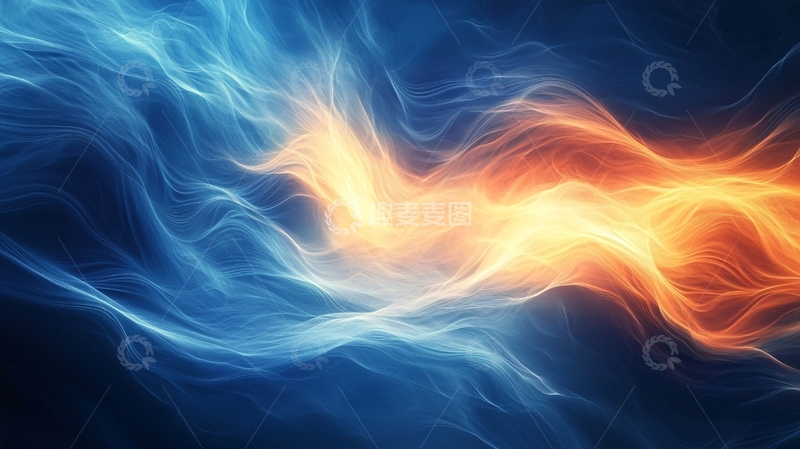 高清大图下载【趣麦麦图】蓝色火焰交织的抽象图案