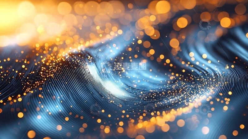 高清大图下载【趣麦麦图】金色光斑蓝色线条